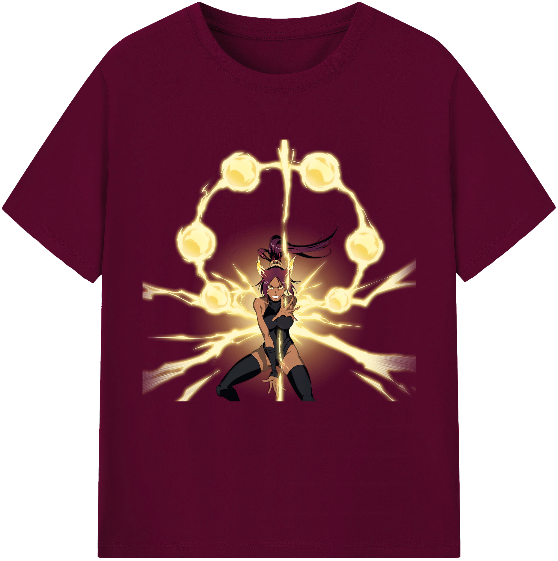 （画像用） ブリーチ 四楓院 夜一（しほういん よるいち） BLEACH Shihouin Yoruichi レディースカジュアルプリントTシャツ（綿100％）